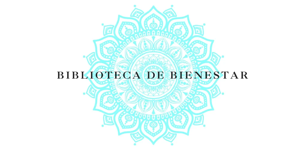 Banner de la Biblioteca de Bienestar ESPAI BO con mandala turquesa sobre fondo gris claro